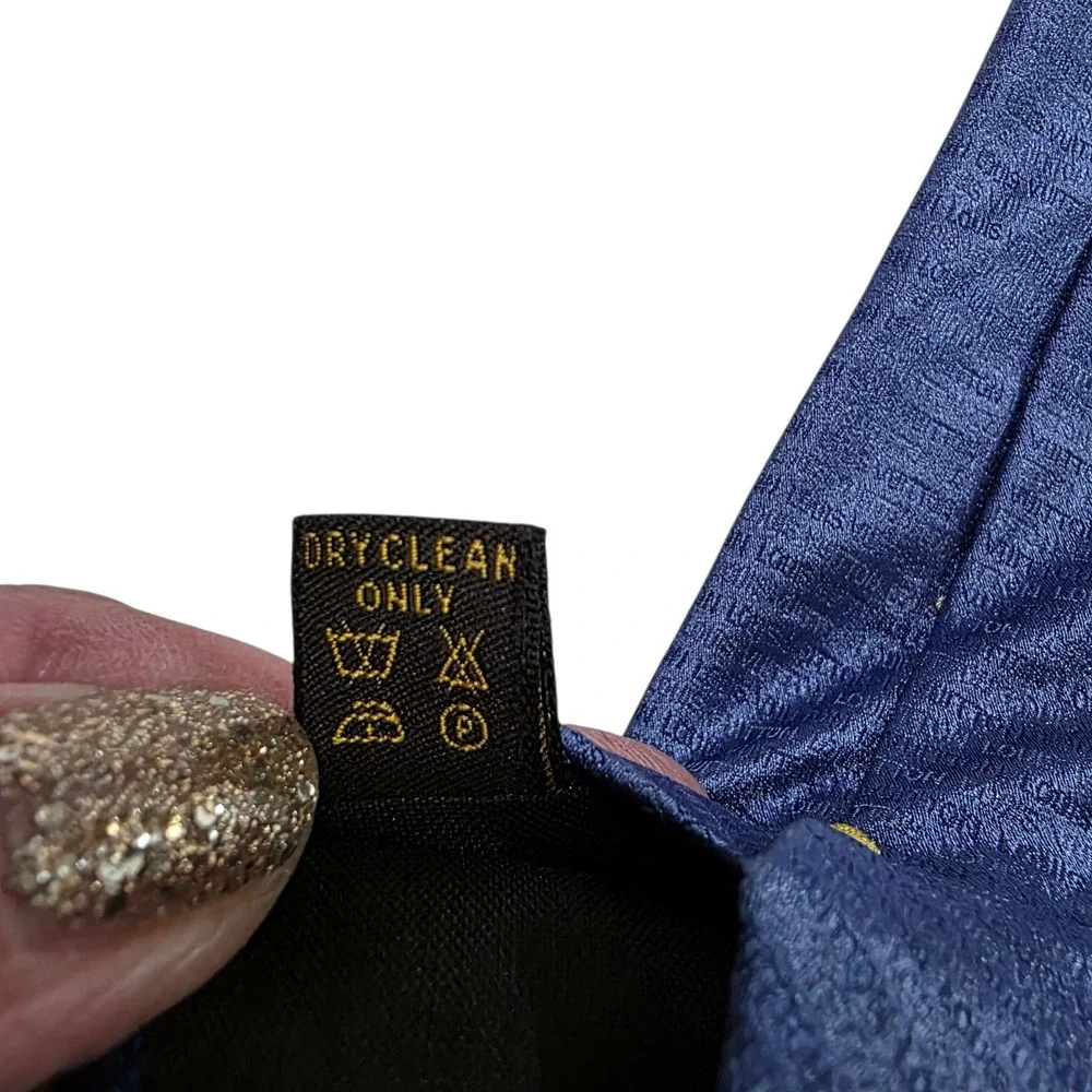 LOUIS‎ VUITTON Blue Silk Monogram Logo Mens Tie Luxury Designer Business Suit